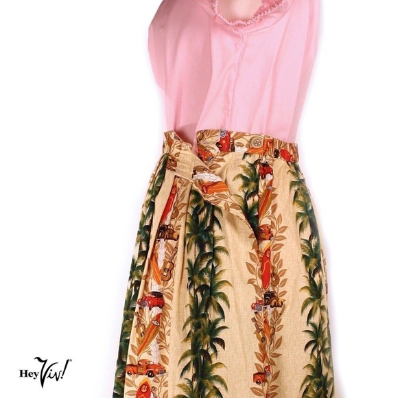 Vintage Skirt Made from Hawaiian Trendtex Fabric w Tropical Theme Sz XL -Hey Viv - Picture 6 of 7